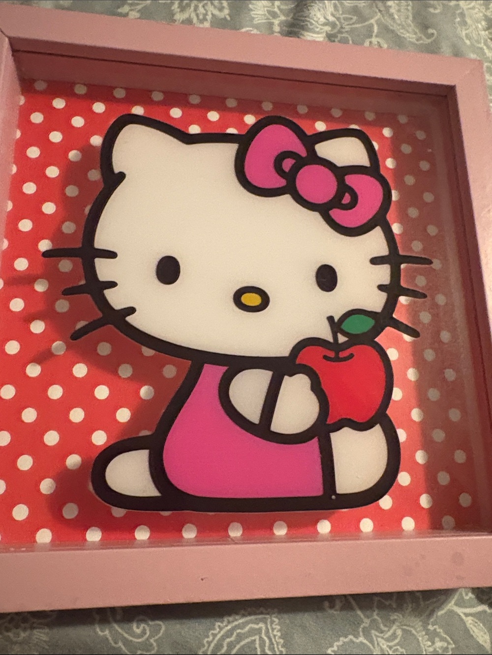 Sanrio Hello Kitty Pink & Red Apple Shadowbox Wall Art